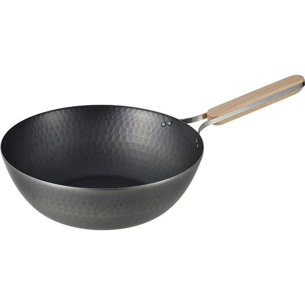 Wahei Enzo Flat-Bottomed Carbon Steel Induction Wok (1.6mm Thick) 28cm