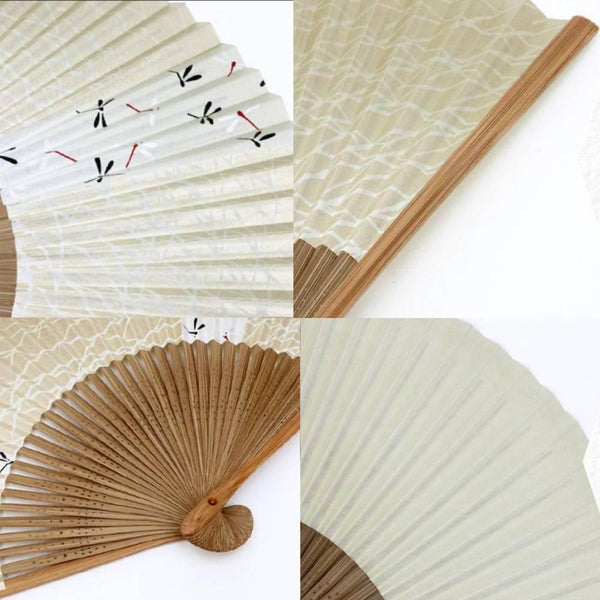 Yamani Dragonfly Design Gold Sensu Handheld Folding Fan 21.5cm