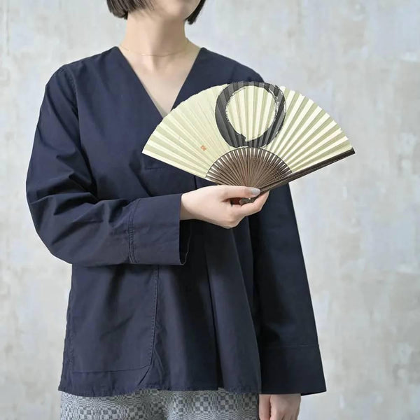 Yamani Enso Zen Circle Sensu Handheld Folding Fan 22.5cm