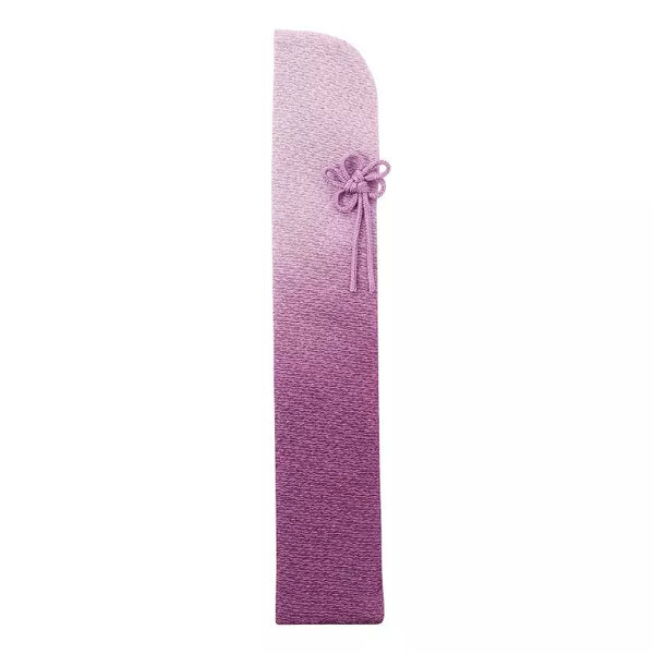 Yamani Purple Gradient Rayon Sensu Folding Fan Bag With Bow 22cm