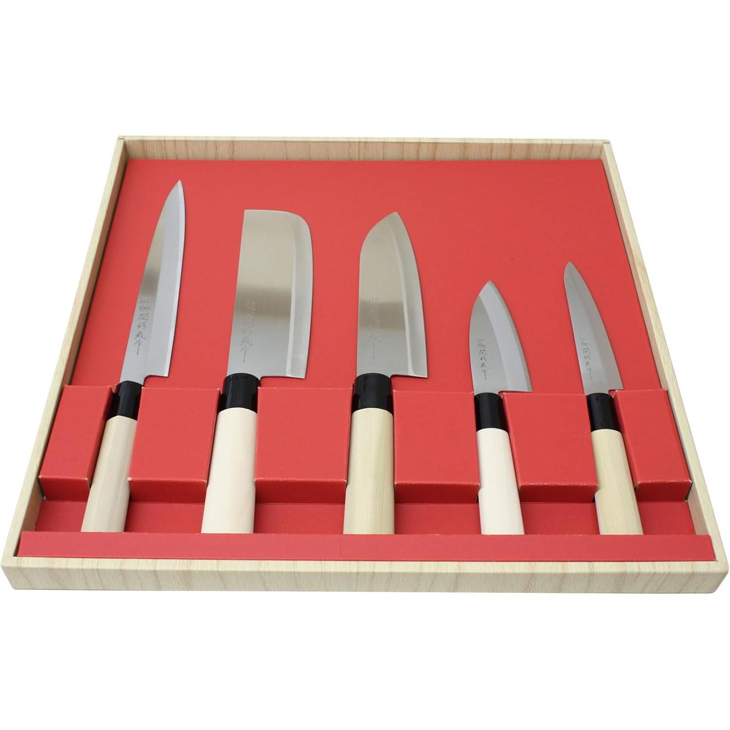 Yaxell Traditional Japanese Knife Set 5 Kitchen Knives In Gift Box