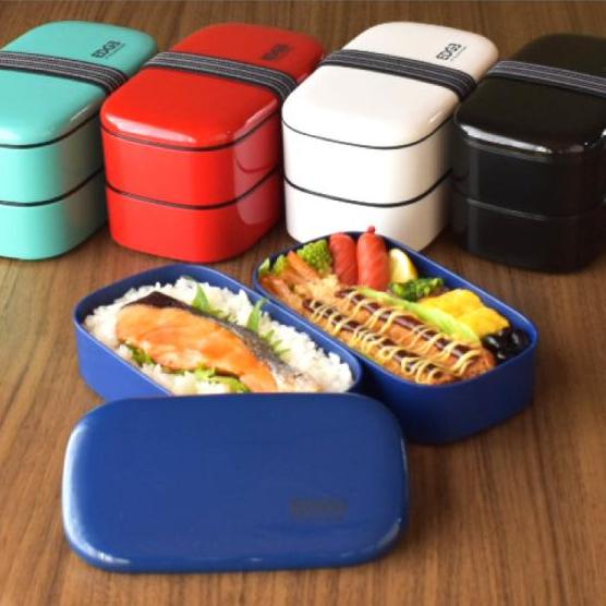 Yellow Studio Bento Box 2-Tier Microwavable Japanese Lunch Box Blue