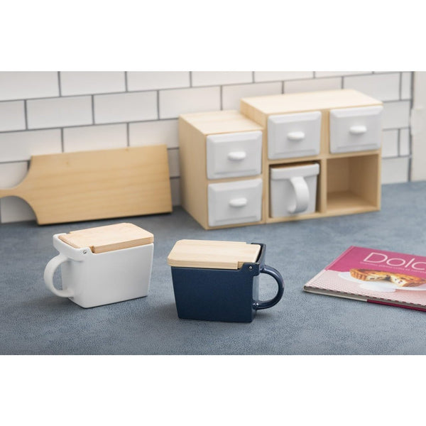 Zero Japan Salt Box Ceramic Kitchen Container White 420ml