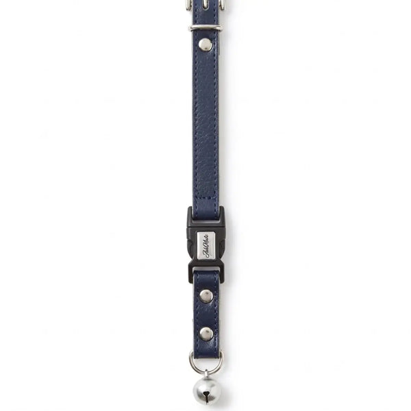 Add.Mate Cowhide Leather Cat Collar Safety-Release Buckle Blue 7.9–9.8"