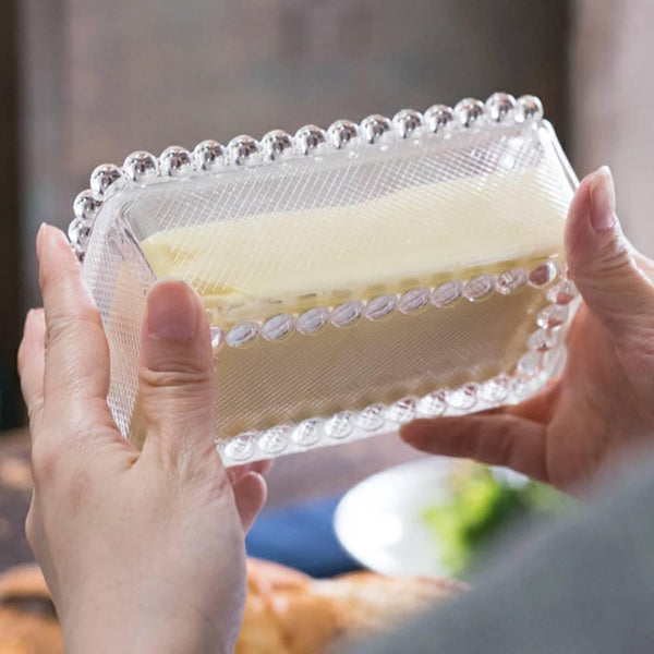 Aderia Classic Elegant Glass Butter Container Dish 1/2 Pound