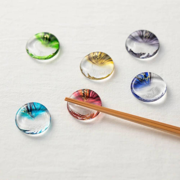 Aderia Handmade Glass Chopsticks Rest Gold Amber Glass Design