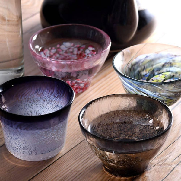 Aderia Handmade Sake Cup Shot Glass Rustic Metallic Pattern 85ml