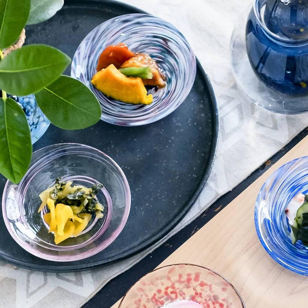 Aderia Handmade Small Glass Plate Colorful Spiral Design 100mm