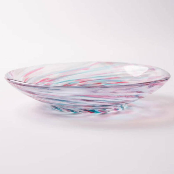 Aderia Handmade Small Glass Plate Colorful Spiral Design 100mm