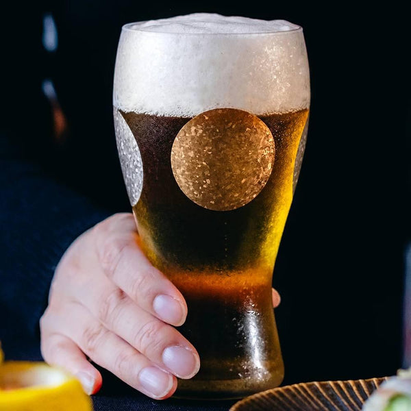 Aderia Premium Gold Sun & Silver Moon Frosted Beer Glass 380ml