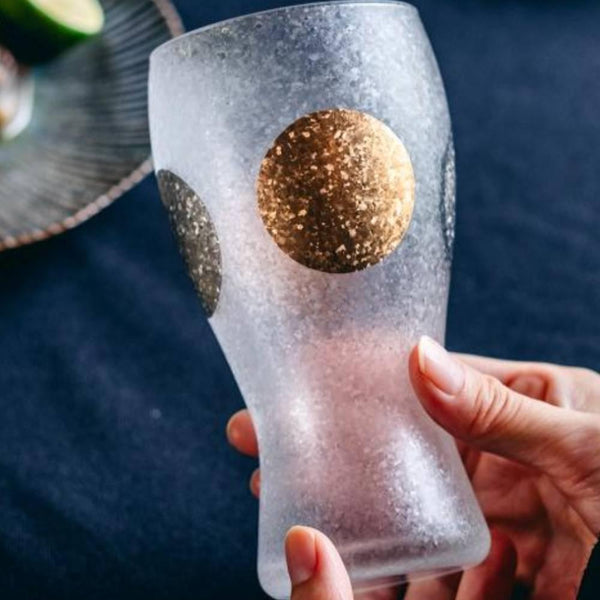 Aderia Premium Gold Sun & Silver Moon Frosted Beer Glass 380ml