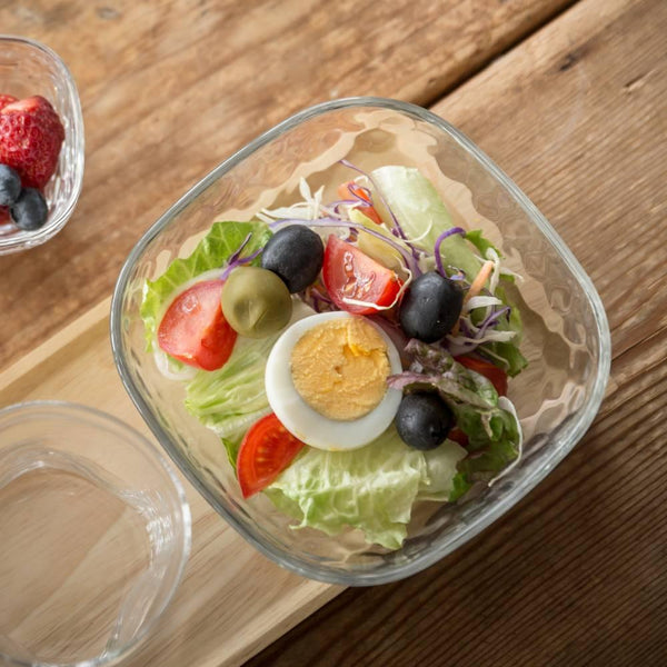 Aderia Square Bowl Large Dimpled Glass Serving Dish 165mm