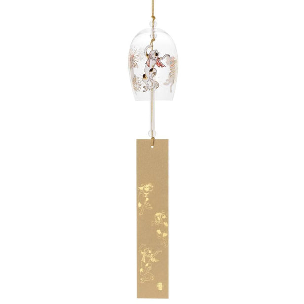 Aderia Traditional Glass Furin Wind Chime Dancing Cat Design