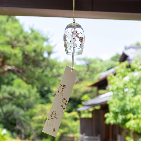 Aderia Traditional Glass Furin Wind Chime Dancing Cat Design