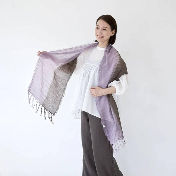 Amami Oshima Naturally Mud Dyed Cotton Scarf Brown & Purple