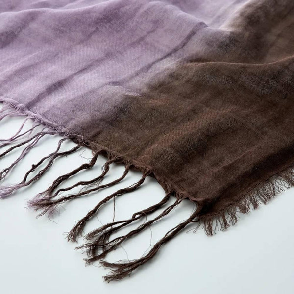 Amami Oshima Naturally Mud Dyed Cotton Scarf Brown & Purple