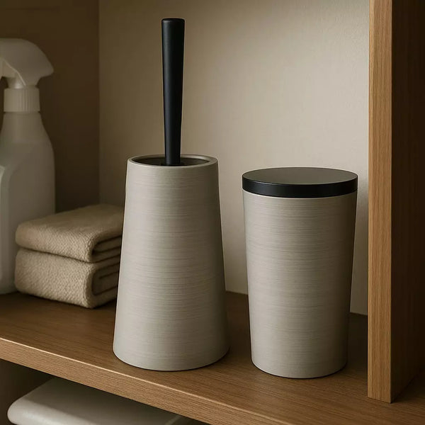 Antibacterial Small Trash Bin Gray Minimalist Japanese Style 1.4L