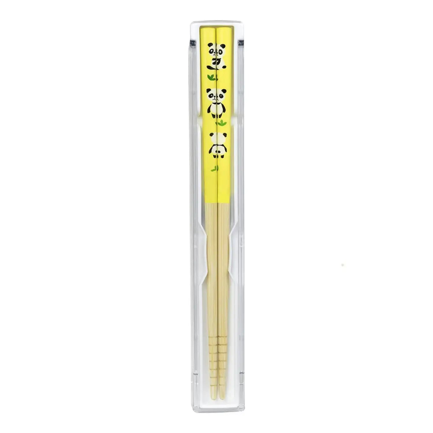 Bamboo Kid's Chopsticks With Case Dishwasher Safe Panda Design 19.5cm