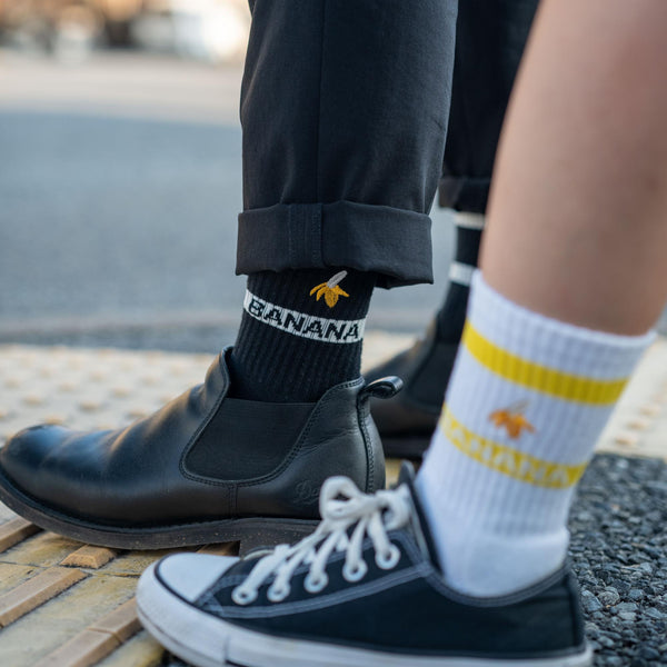 Banana Deodorizing & Sustainable Black Crew Socks 25-28cm