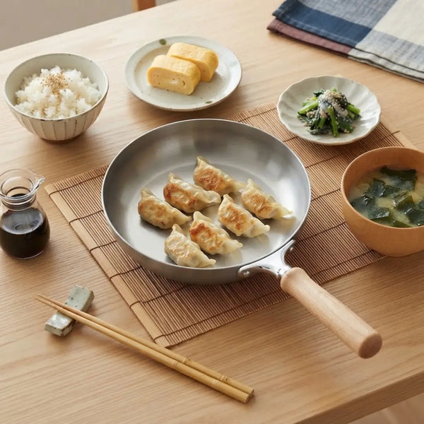 Chitose Iron Frying Pan with Wooden Handle Induction Compatible 7"