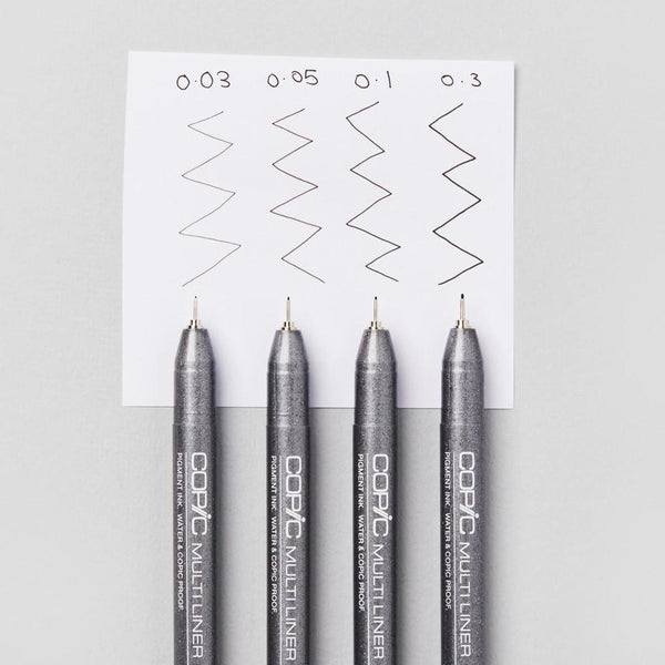 Copic Multiliner Marker Set Black Drawing Fineliner 4 Pens