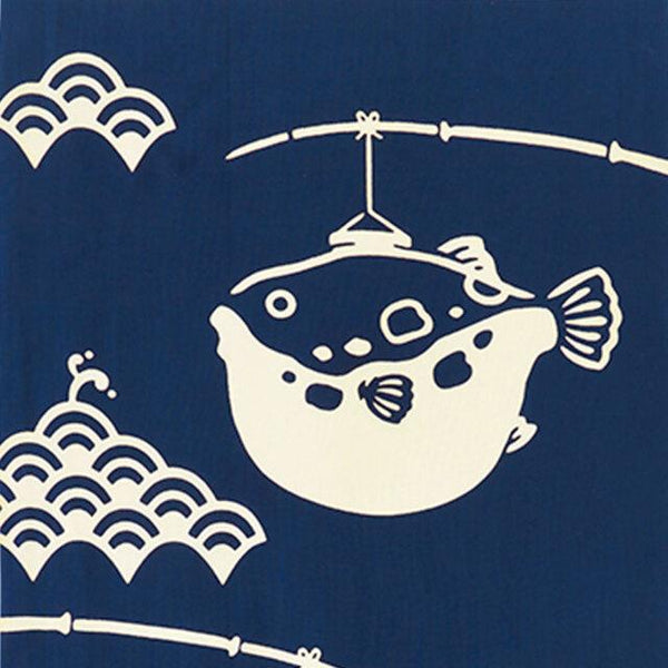 Furoshiki Fugu Puffer Fish Large Blue Cotton Wrapping Cloth 35.4"
