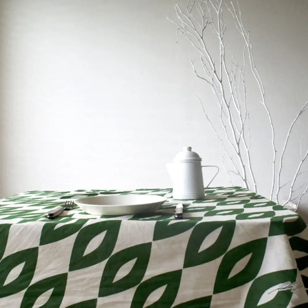 Furoshiki Green & White Pattern Designed Cotton Wrapping Cloth 90cm
