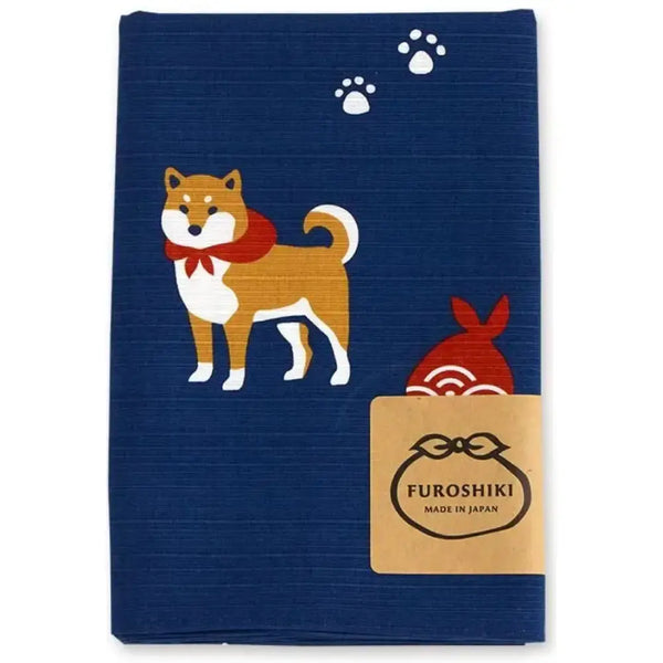 Furoshiki Shiba Inu Medium Blue Cotton Wrapping Cloth 27.6"