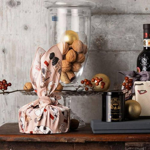 Furoshiki Ukiyo-e Cat Parade Pink Versatile Wrapping Cloth 48cm