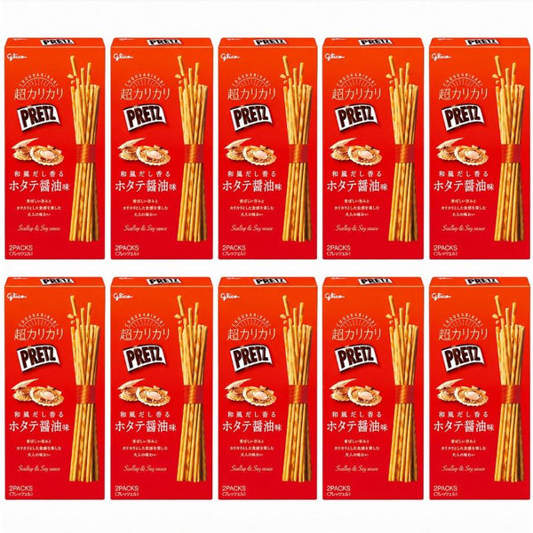Glico Pretz Biscuit Sticks Scallop & Soy Sauce Dashi Flavor 1.94 oz (Pack of 10)
