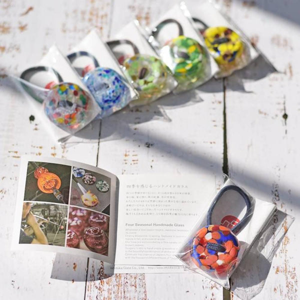 Hair Drop Handmade Glass Bead Hair Tie Raspberry Red Glass