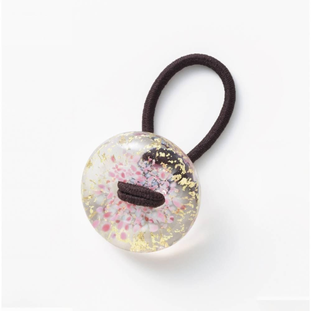 Hair Drop Handmade Glass Bead Hair Tie Sakura Pink Glass