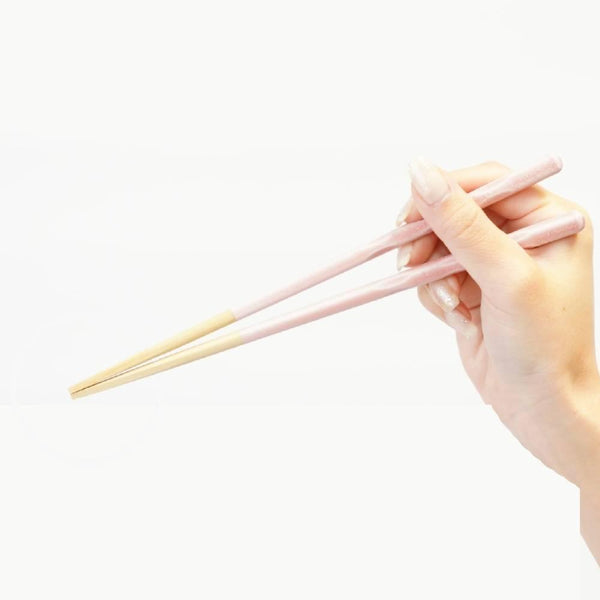 Handcrafted Wooden Chopsticks Easy Grip Patented Non-Slip Pink 21cm
