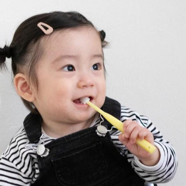 Hapico Step 1 Baby Toothbrush Easy 360 Degree First Tooth Brush Yellow