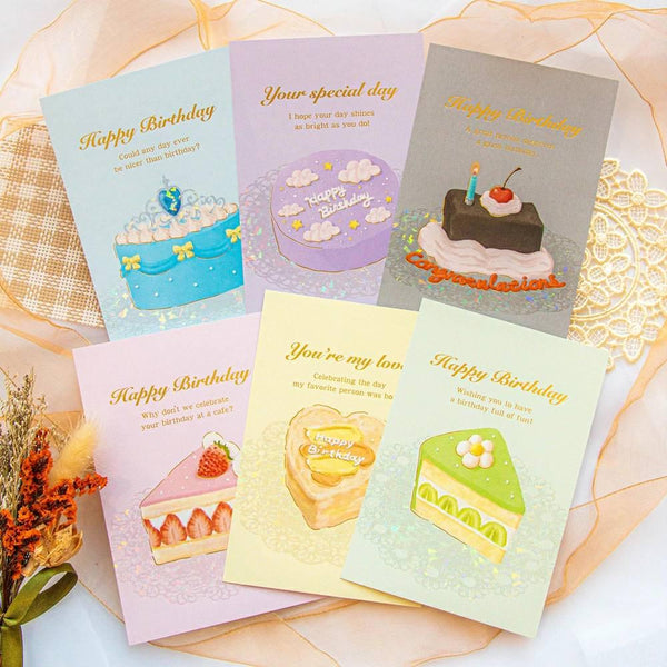 Happy Birthday Card Gold Foil Blue Crown Cake Design