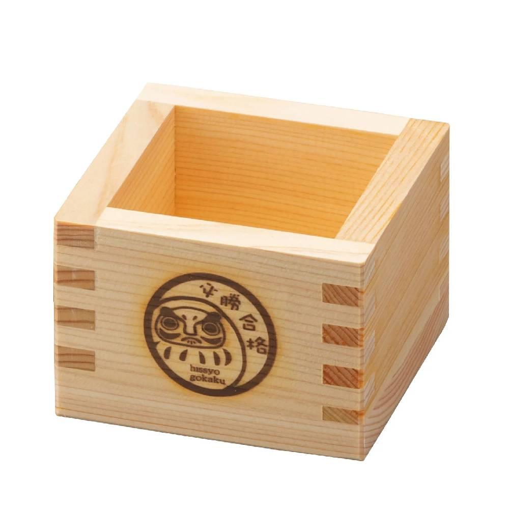 Hinoki Masu Japanese Cypress Wooden Sake Cup Daruma Design