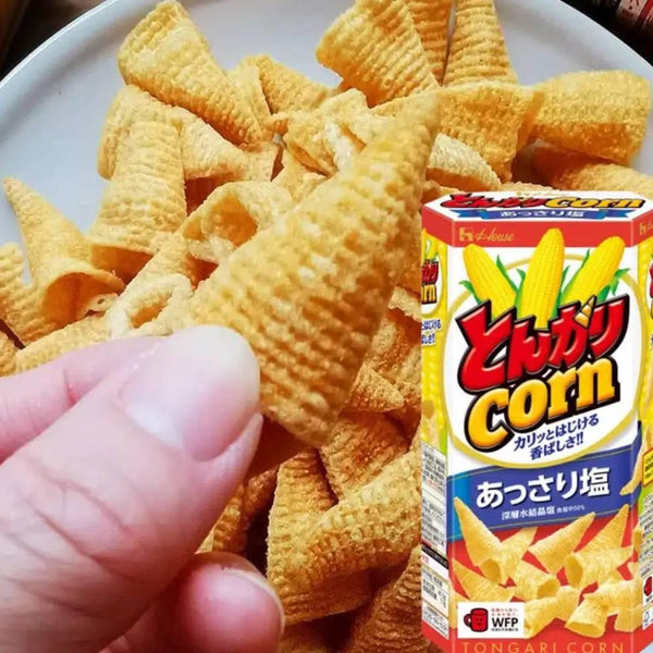 House Foods Tongari Corn Japanese Cone Shaped Chips Lightly Salted (Pack of 6)