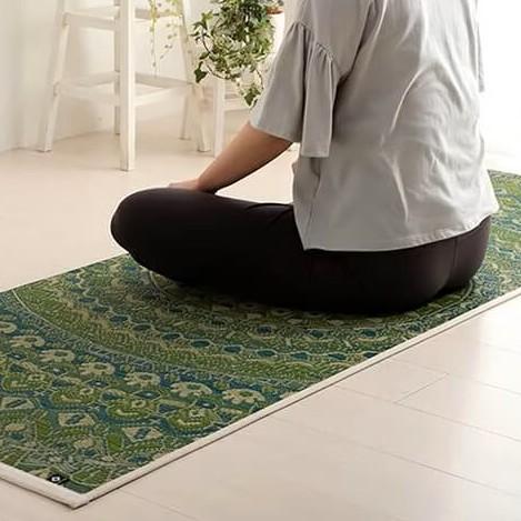 Ikehiko Igusa Rush Grass Tatami Yoga Mat Green Mandala Pattern 185cm