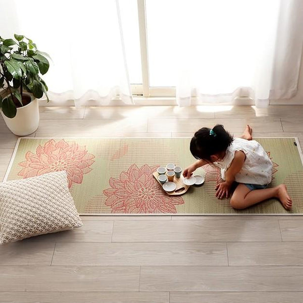 Ikehiko Igusa Tatami Yoga Mat Lotus Flower Pattern 185cm