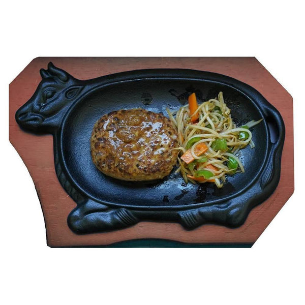 Cast Iron Steak Plate Cow-Shaped Sizzling Plate 21cm