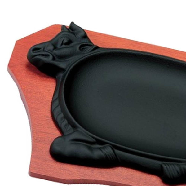 Cast Iron Steak Plate Cow-Shaped Sizzling Plate 21cm