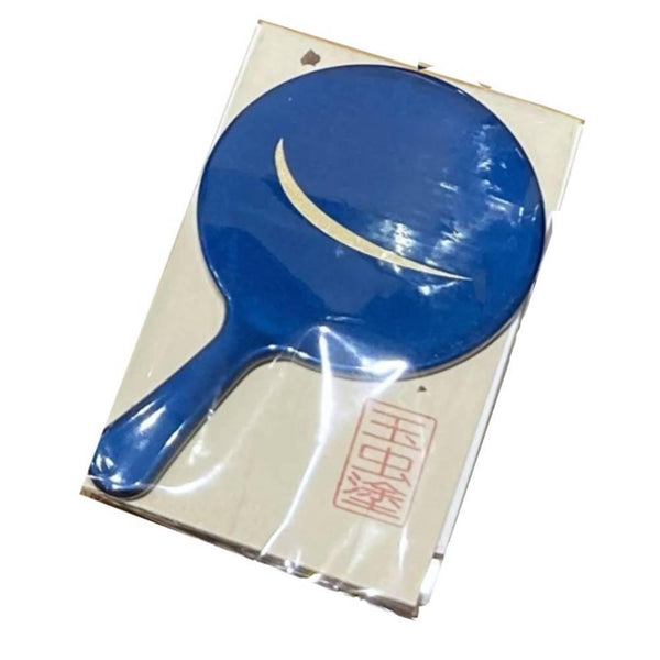 Indigo Blue Lacquered Hand Mirror Crescent Moon Design