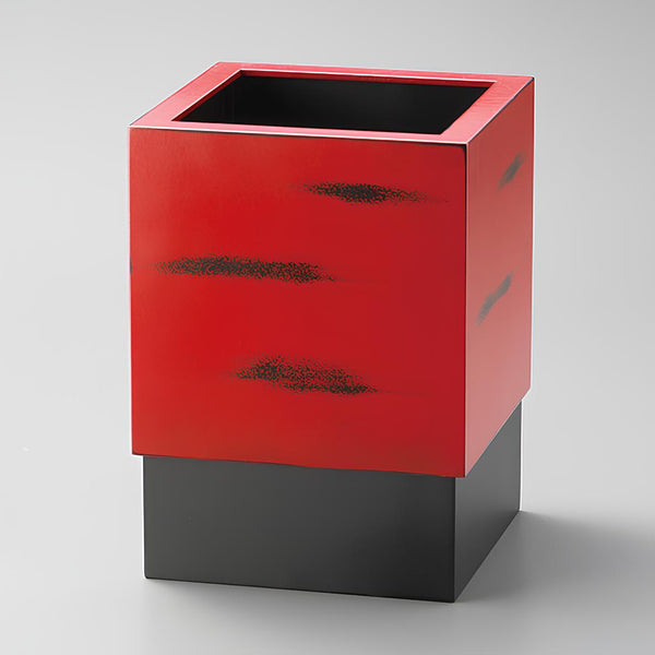Isuke Negoro Japanese Lacquered Waste Bin Red & Black