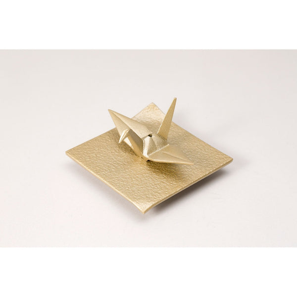 Iwachu Cast Iron Origami Paper Crane Golden Incense Holder