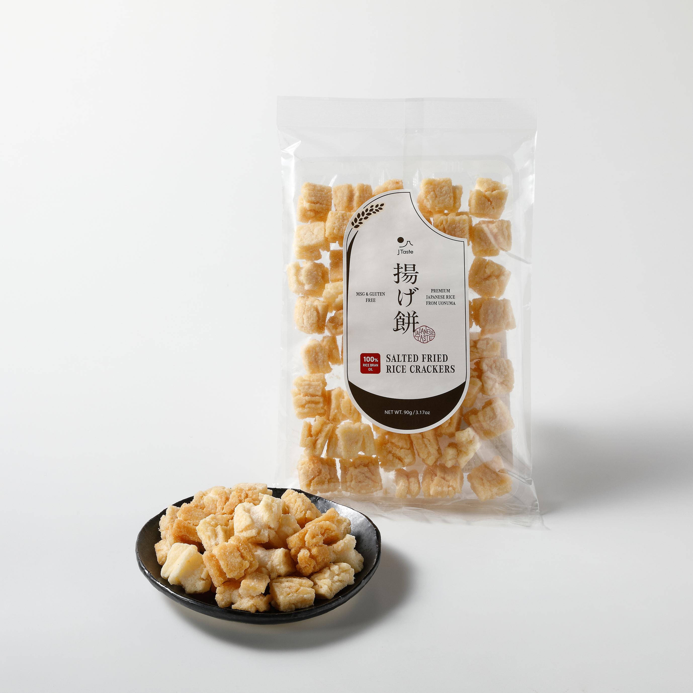 J Taste Agemochi Salted Crispy Japanese Rice Crackers 90g (Pack of 3)
