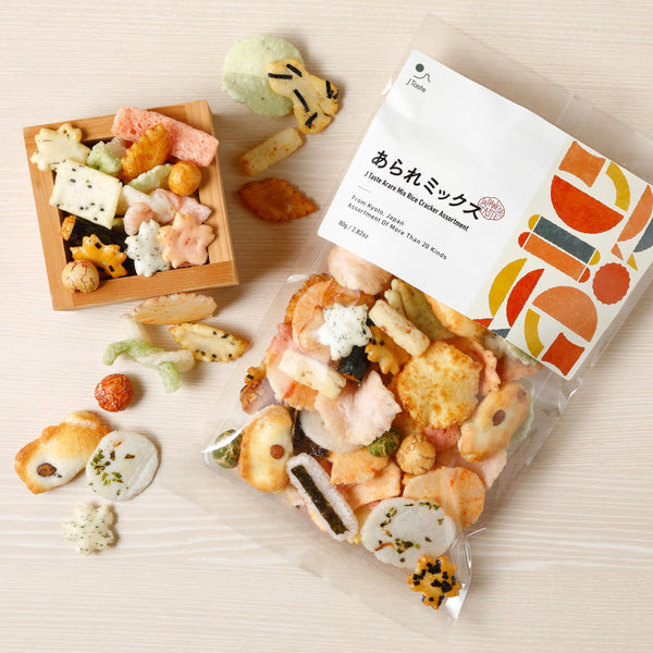 J Taste Arare Mix Rice Cracker 20+ Kinds Assortment 80g (Pack of 3)