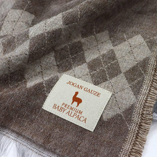 Jogan Baby Alpaca Wool Brown Double Layer Scarf Winter Wrap 38×180cm
