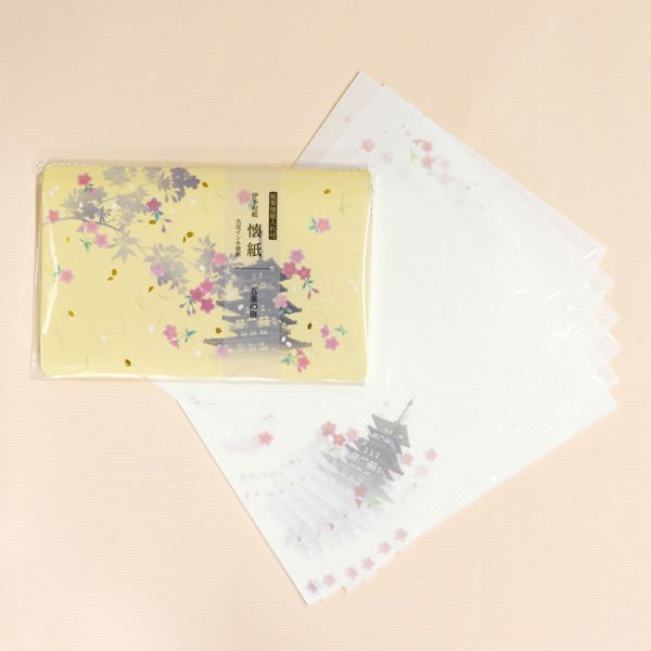 Kamiiso Kimono Beauty Pagoda Pattern Kaishi Iyo Washi Paper & Case Set