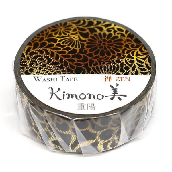 Kamiiso Kimono Washi Tape Gold Chrysanthemum Pattern Masking Tape