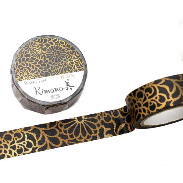 Kamiiso Kimono Washi Tape Gold Chrysanthemum Pattern Masking Tape